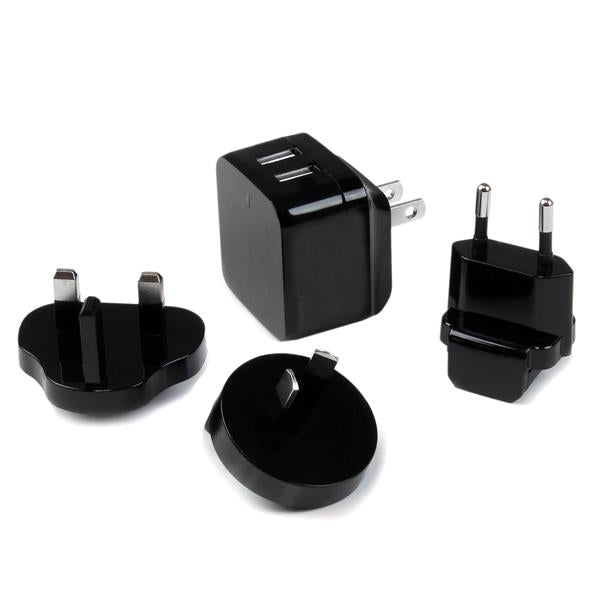 Dual-Port USB Wall Charger - International Travel - 17W/3.4A - Black