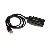 USB 2.0 to SATA/IDE adapter for 2.5/3.5 drives, featuring portable design and LED indicators for easy data transfer.