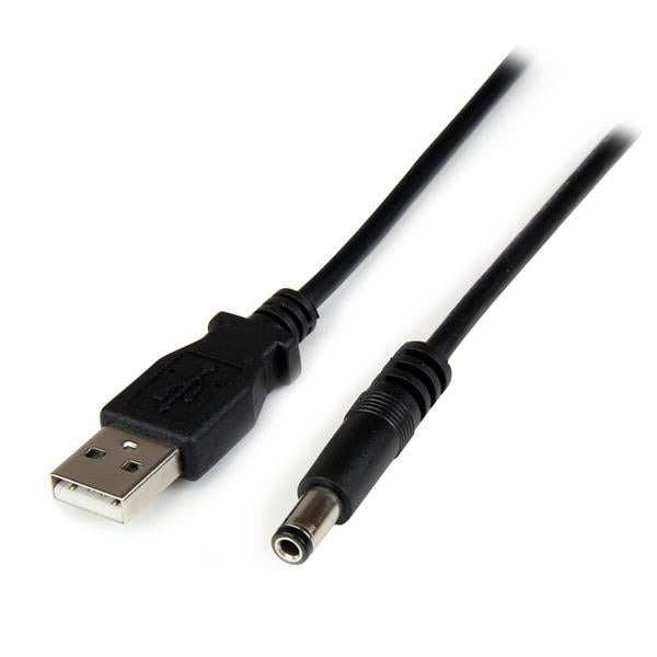 USB to 5.5mm power cable for 5V devices, 1m long, Type N barrel connector, compatible with laptops and desktops.