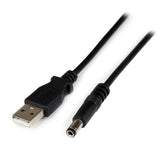 USB to 5.5mm power cable for 5V devices, 1m long, Type N barrel connector, compatible with laptops and desktops.