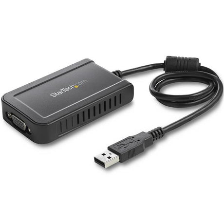 USB to VGA adapter connecting laptops to multiple monitors, supports 1920x1200 resolution for enhanced productivity.