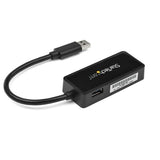 USB 3.0 to Gigabit Ethernet adapter with passthrough USB port, compact design, and high-speed connectivity for laptops.