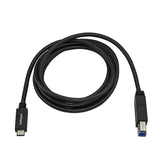 USB-C to USB-B cable, 1.8m long, supports USB 3.0 for high-speed data transfer and Thunderbolt 3 compatibility.