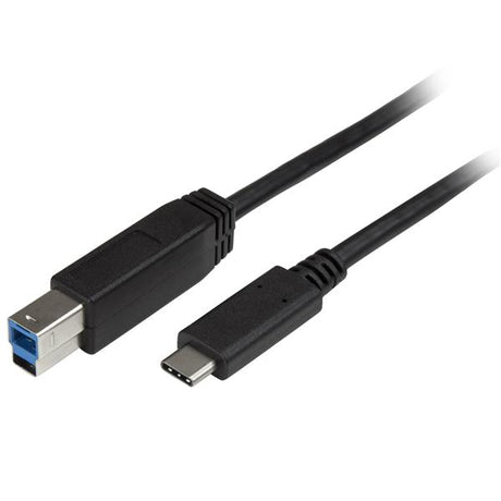 USB-C to USB-B cable, 1.8m long, for connecting USB 3.0 devices to USB Type-C laptops and tablets, supports 5Gbps transfer.