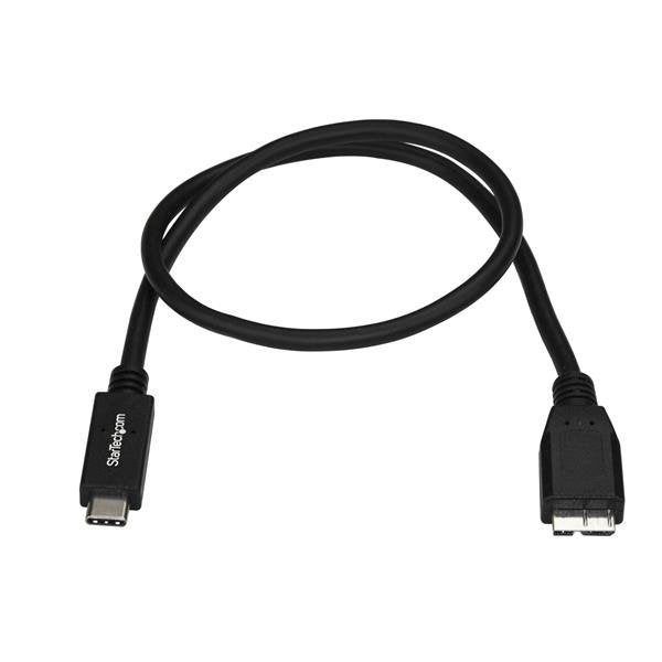 USB-C to Micro-B cable (1m) for fast data transfer and charging, compatible with USB 3.1 and Thunderbolt 3 devices.