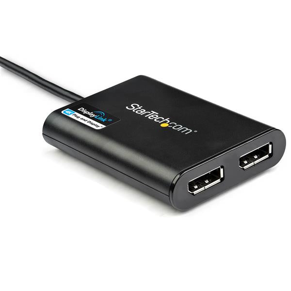 USB to Dual DisplayPort Adapter connects two 4K displays at 60Hz via USB 3.0, enhancing multitasking and productivity.