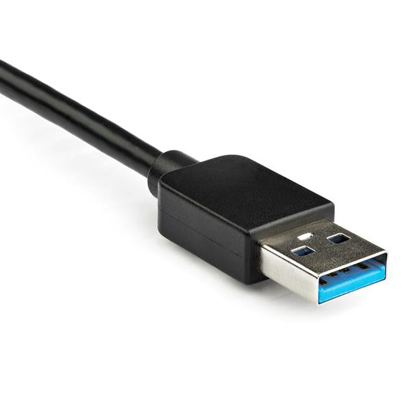 USB to Dual DisplayPort Adapter for connecting two 4K monitors, featuring 60Hz refresh rate and USB 3.0 connectivity.