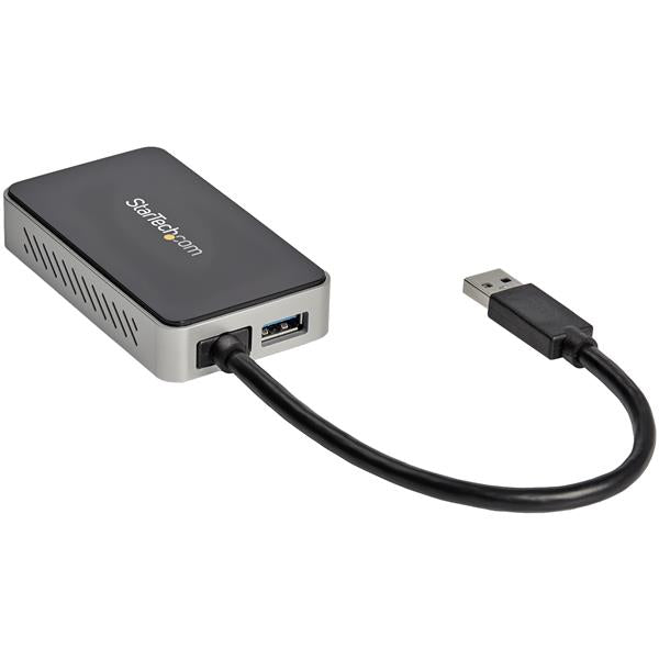 USB 3 to DVI adapter with USB hub, supports 1920x1200 resolution, ideal for multi-monitor setups and high-definition content.