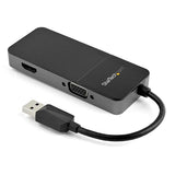 USB 3.0 to HDMI VGA adapter providing 4K 30Hz output for dual monitor connectivity with compact design for on-the-go professionals.