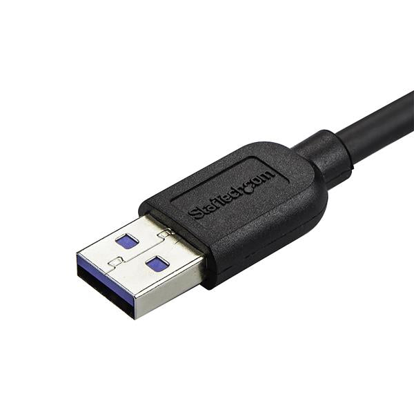 Slim Micro USB 3.0 cable with right-angle connector, 0.5m long, ideal for tidy connections and fast data transfer.