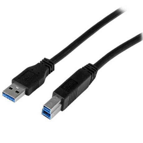 2m USB 3.0 A to B cable for high-speed data transfer up to 5 Gbps, ideal for connecting peripherals to computers.