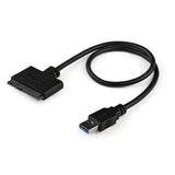 SATA to USB cable enabling quick connection of 2.5" SSDs/HDDs with fast data transfer speeds up to 6Gbps using UASP technology.