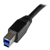 Active USB 3.0 cable, 5m length, with built-in equalizing chip for stable connections to Type-B peripherals.