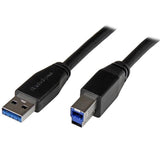 Active USB 3.0 cable, USB-A to USB-B, 5m length for reliable connections to peripherals like printers and hard drives.