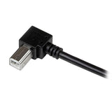 2m Right Angle USB Printer Cable - USB 2.0 A to B for easy connection to printers in tight spaces, durable with Lifetime Warranty.