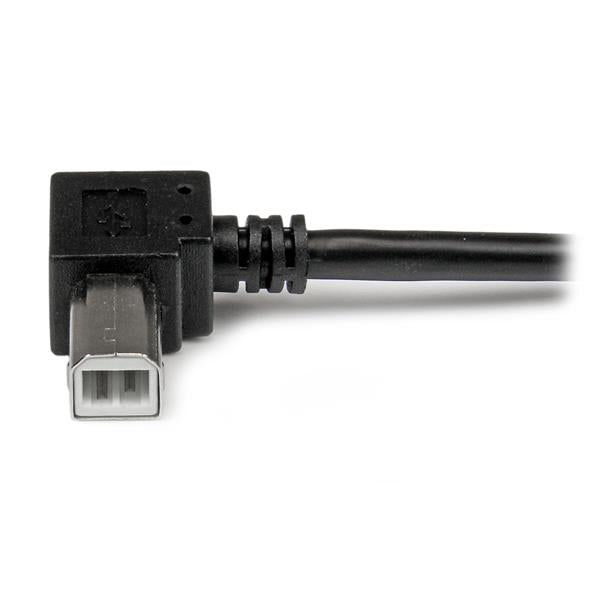 2m Right Angle USB Printer Cable offering USB A to B connection, ideal for tight spaces with durable, reliable performance.