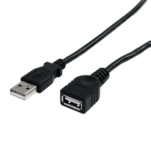 3 m (10 ft.) Black USB 2.0 Extension Cable A to A, connecting devices with reliable data transfer and sturdy construction.