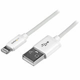 Apple MFi Certified USB to Lightning Cable, 1m (3 ft.), white, designed for charging and syncing iPhone, iPod, and iPad.