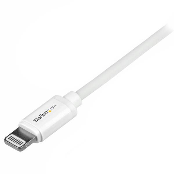 Apple MFi Certified 1m USB to Lightning Cable in white for charging and syncing iPhones, iPads, and iPods with durable design.