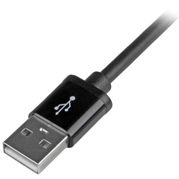 Black USB to Lightning cable, 2m long, Apple MFi certified, for reliable charging and syncing of iPhone, iPod, iPad.