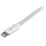 Apple MFi certified 2m USB to Lightning cable in white, designed for reliable charging and syncing with devices like iPhone and iPad.