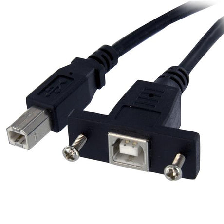 91cm Panel Mount USB Cable B to B with male and female connectors, ideal for custom enclosures and flexible installation.