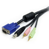 4-in-1 USB VGA KVM cable with audio and microphone for seamless device connectivity and enhanced productivity.