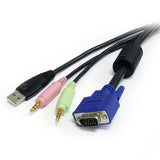 4-in-1 USB VGA KVM cable with audio/microphone, 10 ft long, connects multiple devices for seamless workspace productivity.