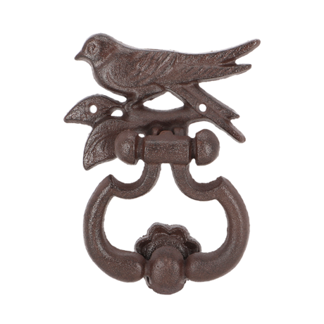 Cast iron bird silhouette door knocker, 12 x 4 x 17 cm, blends classic design with rustic charm for your entrance.