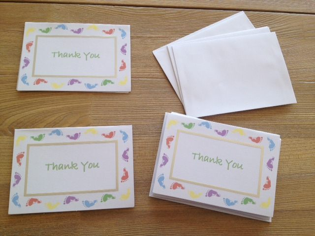 Beautifully designed baby shower thank you cards with matching envelopes, perfect for personalized gratitude notes, pack of 8.