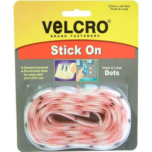 VELCRO®  Handy Dots-Hook&Loop White  22mmx40pce25569