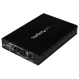 VGA to HDMI scaler converting resolutions up to 1920x1200, enabling legacy VGA devices to connect to modern HDMI displays.