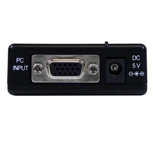 High Resolution VGA to Composite/S-Video Converter for seamless PC to TV connection, featuring plug-and-play design and format options.