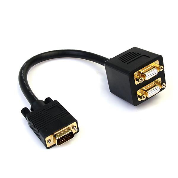 30cm VGA to 2x VGA splitter cable for connecting dual displays to a single source, ideal for home and office use.