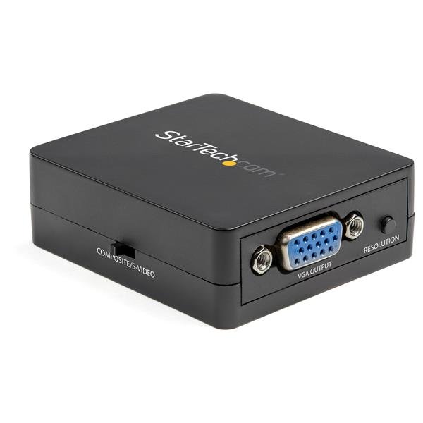 Composite to VGA Video Converter for S-Video, supports resolutions up to 1920x1200, ideal for legacy device connections.