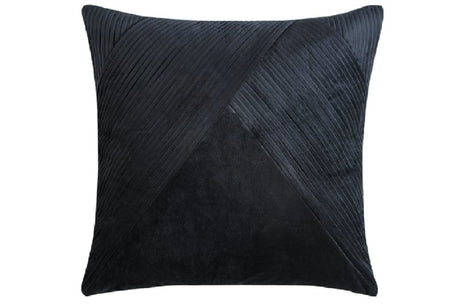 Elegant Vienna Black European Pillowcase in plush polyester velvet, 65 x 65cm, featuring a pleated design for luxury bedding.