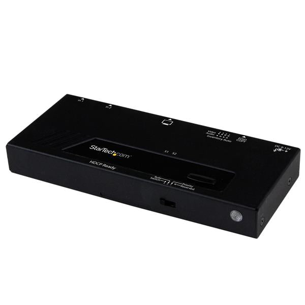 2 Port HDMI Switch for seamless 1080p audio/video source management with automatic, priority, and manual switching options.