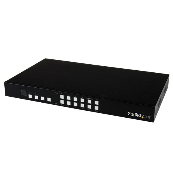 4x4 HDMI Matrix Switch displaying multiple video sources with Picture-and-Picture for enhanced viewing and presentation flexibility.