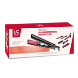 VS Sassoon Total Style Hair Styler with multiple attachments for curling, straightening, and crimping, featuring Ceramic Technology.