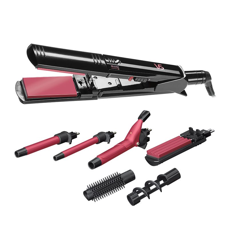 Versatile VS Sassoon Total Style Hair Styler for sleek, curly, or voluminous looks with multiple attachments and ceramic technology.