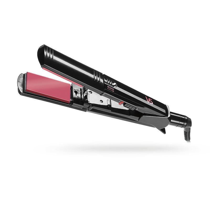 Versatile VS Sassoon Total Style Hair Styler for straightening, curling, crimping, and waving with ceramic technology and multiple attachments.