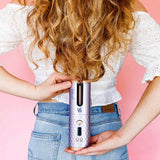 VS Sassoon Unbound Cordless Auto Curler with ceramic-coated chamber for effortless curls, up to 45 minutes of cordless use.