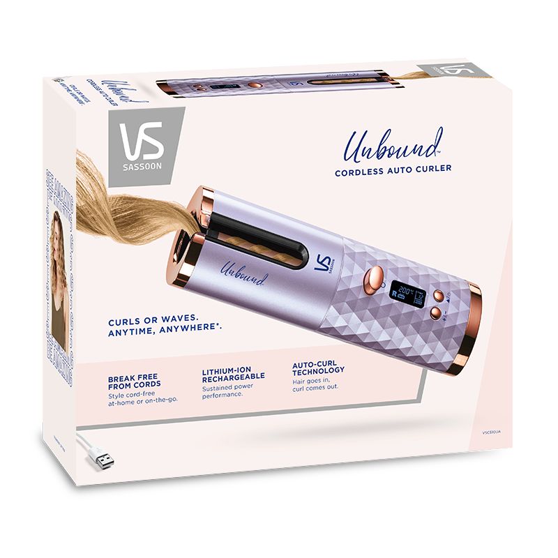 Cordless auto curler with ceramic technology, 3 heat settings, and stylish travel case for effortless curls anywhere.