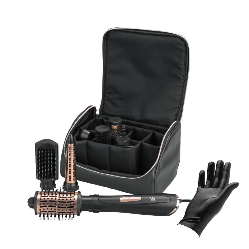 7-in-1 VS Sassoon Air Style Brilliance hair styler with multiple attachments for drying, curling, and straightening hair.