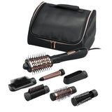 Image of the VS Sassoon Air Style Brilliance hair styler, a versatile 7-in-1 blow-dry tool with various attachments for styling.