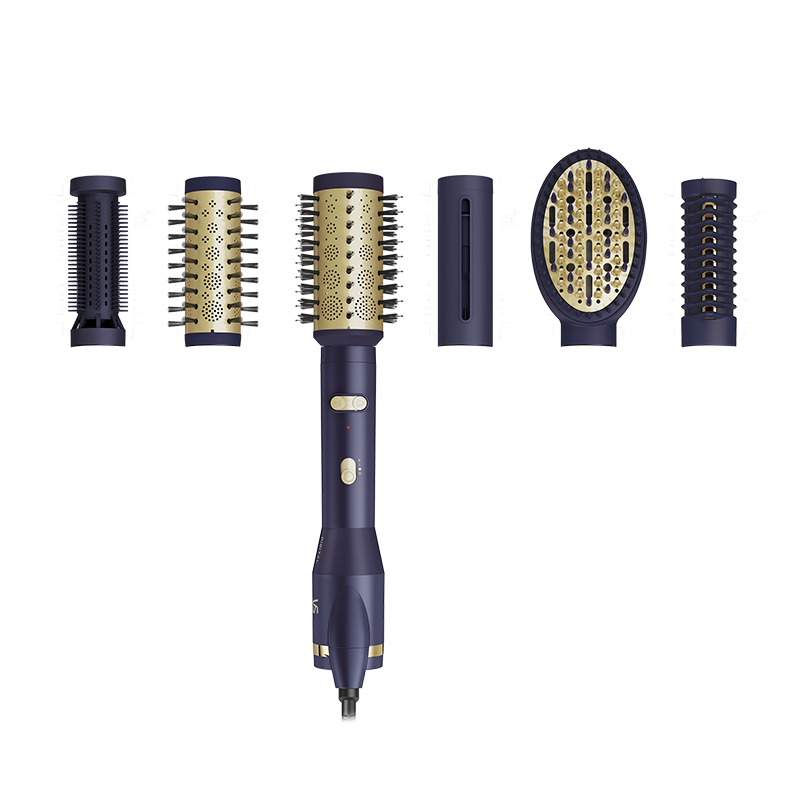 VS Sassoon Digital Sensor Luxe Air Styler with 6 attachments for versatile, quiet, and professional hair styling at home.