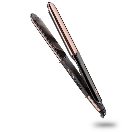 2-in-1 VS Sassoon hair straightener and curling iron with anti-frizz technology for sleek styles and vibrant curls.