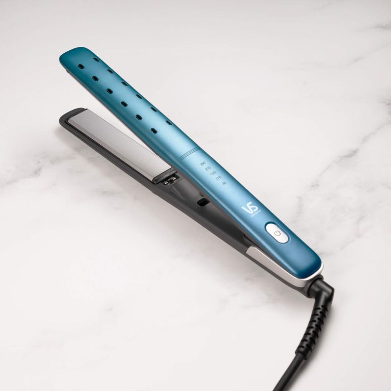 VS Sassoon Wet & Dry Hair Straightener with ceramic plates, 4 heat settings, and steam vents for effortless styling and shine.