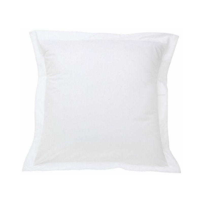 White Euro pillow slip with 50mm flange, made from durable cotton-polyester blend, easy care, and wrinkle resistant.