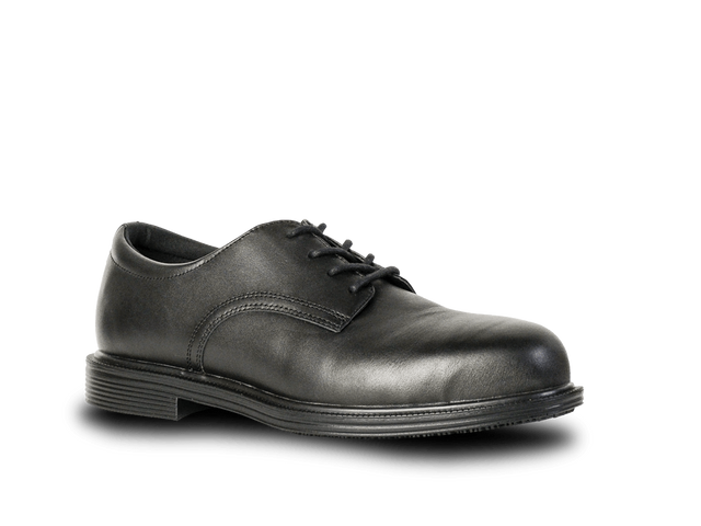 Bata Venture Black Leather Safety Shoe (Size 6) with slip-resistant sole, alloy toecap, and water-resistant upper for all-day comfort.